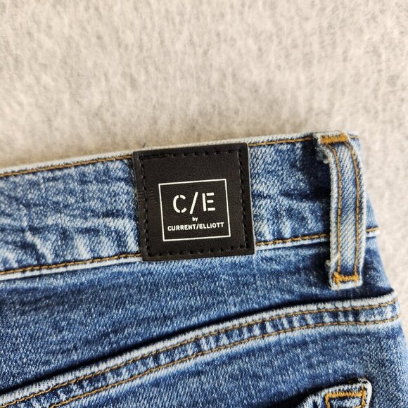 Current Elliott Jeans Womens 30 Blue High Rise Tapered Leg Whiskered Denim - Picture 6 of 15